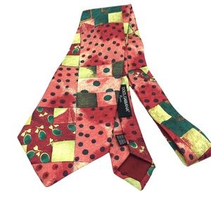 NEW with Tags DOLCE & GABBANA Basics Mens Silk Neck Tie Green Red